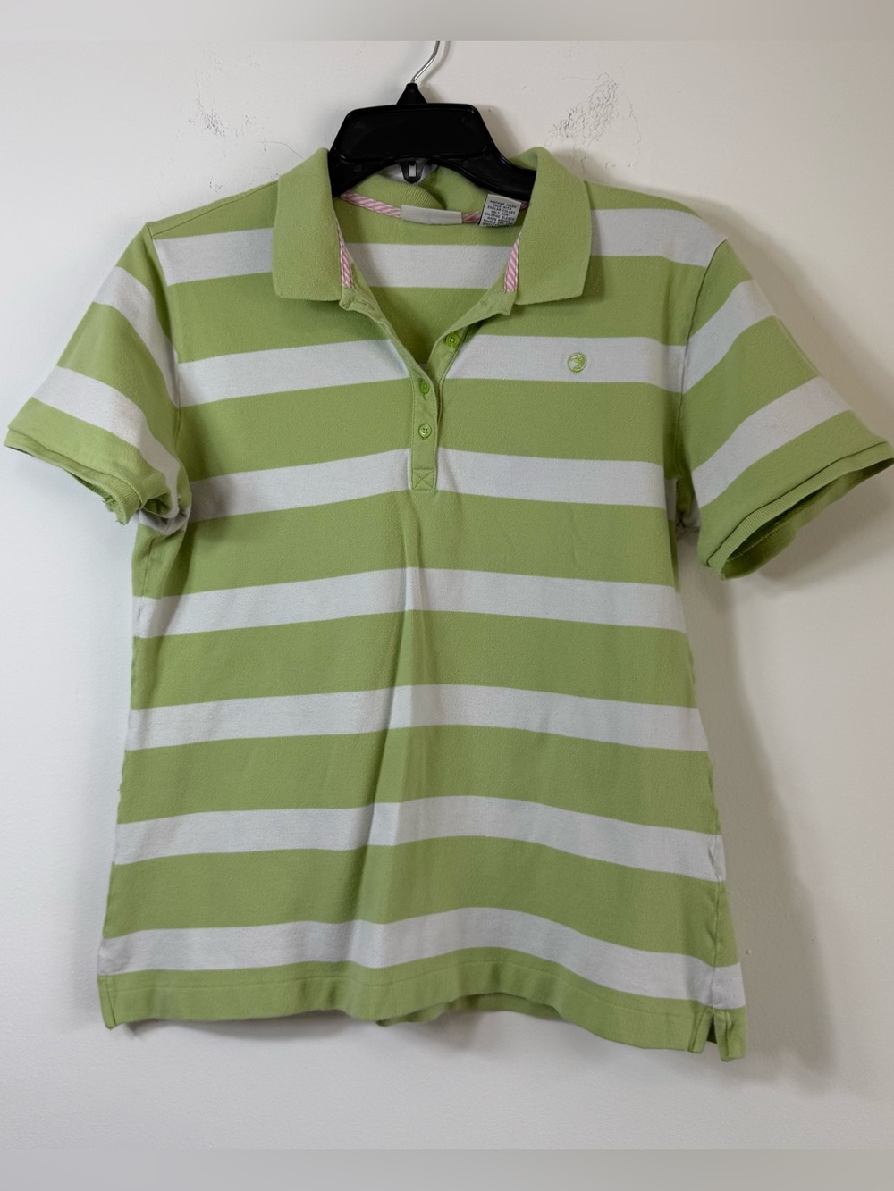 Duck Head Green White Striped Polo Shirt XL Preppy Coastal